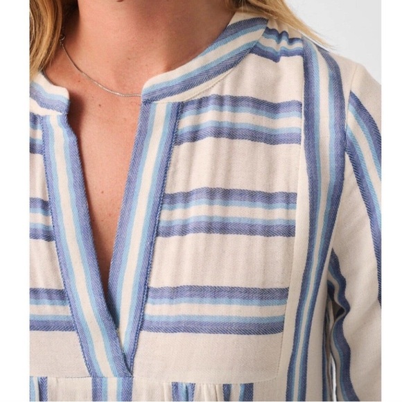 Faherty Dream dress Cotton Gauze Vida Midi Blue Baja Large Boho Beach Stripe XS - Picture 9 of 9